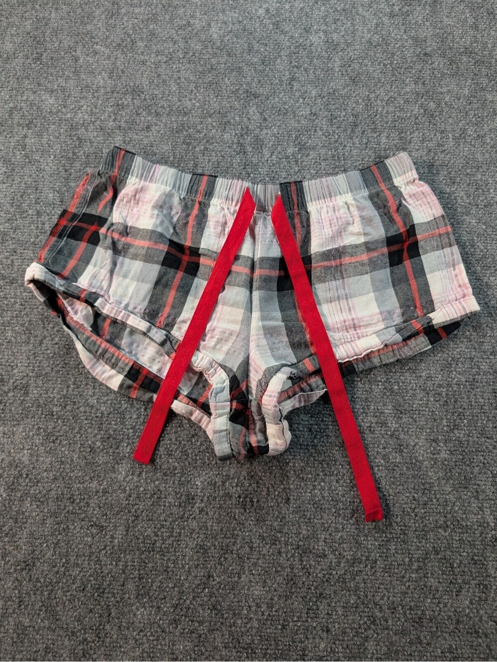 Victoria's Secret Women's Small Plaid Lounge Shorts with Red Drawstring